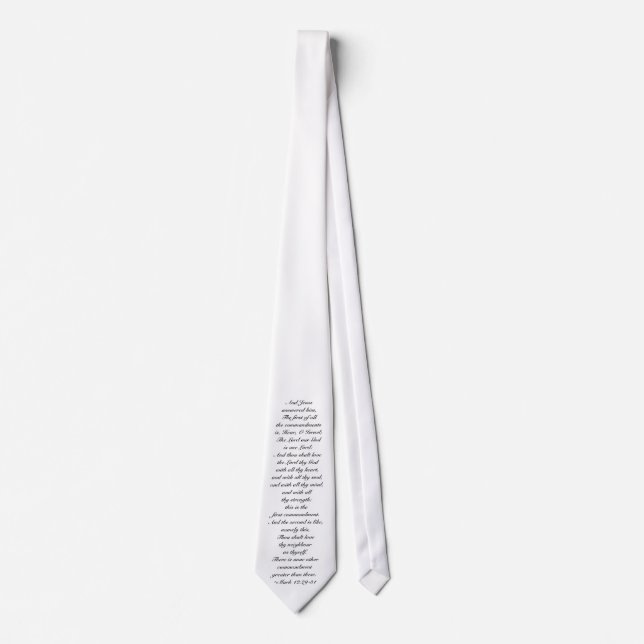 Scripture Wear tie, white - Mark 12:29-31 Tie (Front)