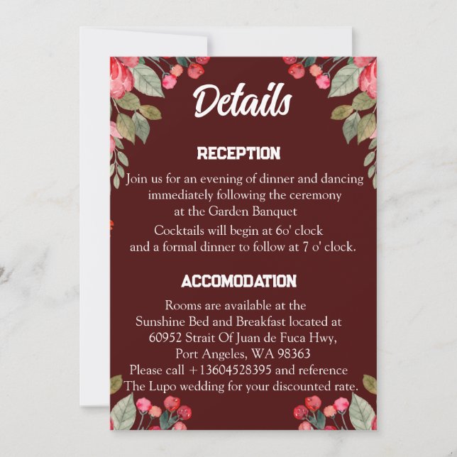 Scripture Wedding Details Card (Front)