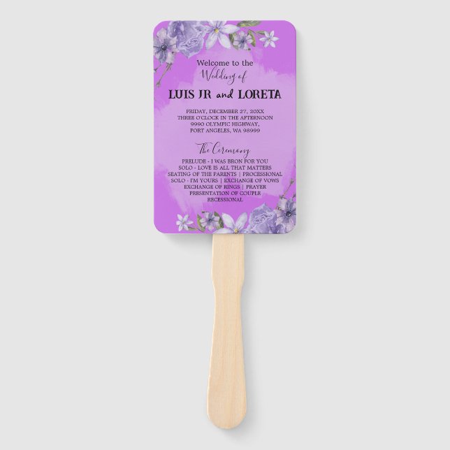 Scripture Wedding Program Hand Fan (Front)