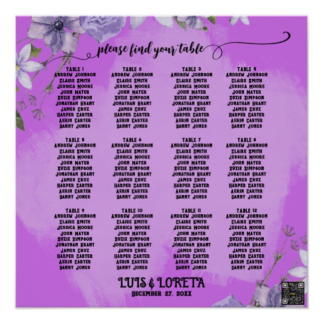 Scripture Wedding Seating Chart (Front)