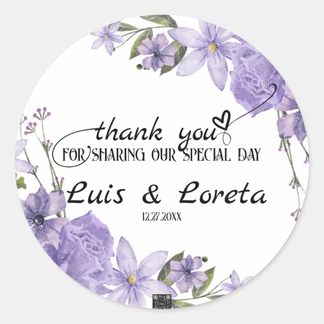 Scripture Wedding Thank You Sticker (Front)