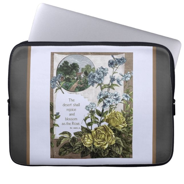 Scripture With Roses Laptop Sleeve (Front)
