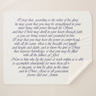 Scripture Word of God Ephesians 3 Sherpa Blanket