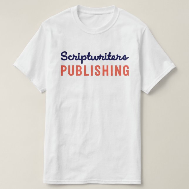 Scriptwriters Publishing Abbys Blue/Pale Orange T T-Shirt (Design Front)