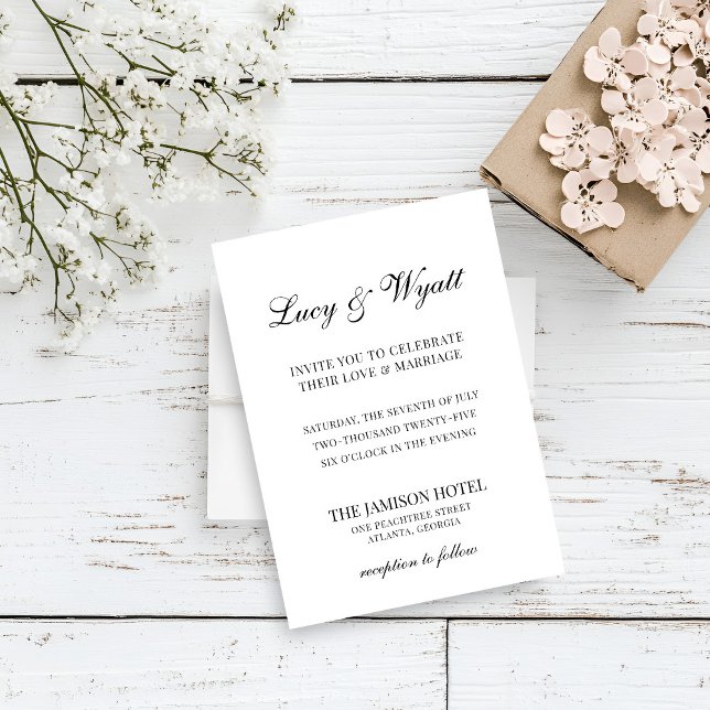 Scripty Black & White Modern Wedding Invitation (Creator Uploaded)