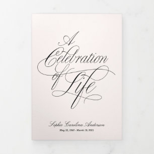 Scripty Celebration of Life Program Tri-Fold Invitation