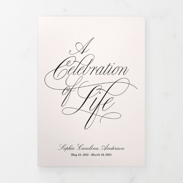 Scripty Celebration of Life Program Tri-Fold Invitation (Cover)