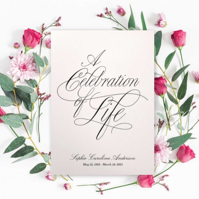 Scripty Celebration of Life Program Tri-Fold Invitation (Creator Uploaded)