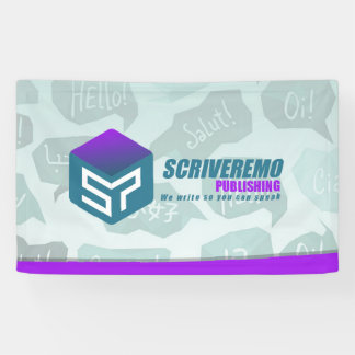Scriveremo logo and background banner