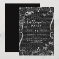 Scroll Black Dark Spooky Floral Halloween Party