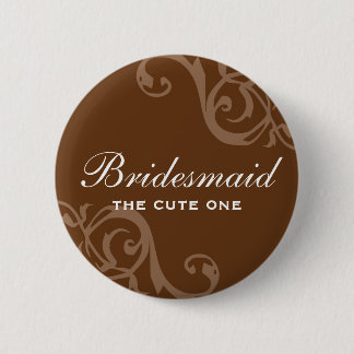 Scroll brown wedding name tag badge pin button