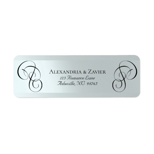 Scroll Calligraphy Address Labels - Silver (Front)