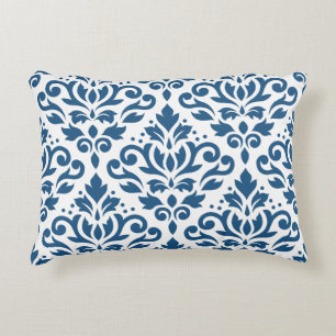 Scroll Damask 2Way Lg Ptn Dk Blue & White Decorative Cushion