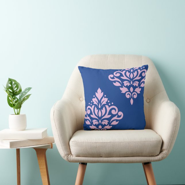 Scroll Damask Art I 2Way Pink+Blue Cushion (Chair)