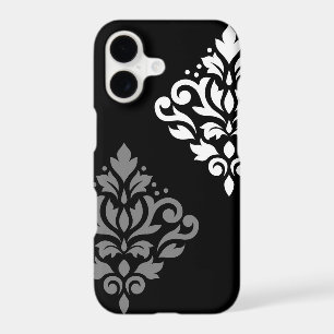Scroll Damask Art I Black Gray White