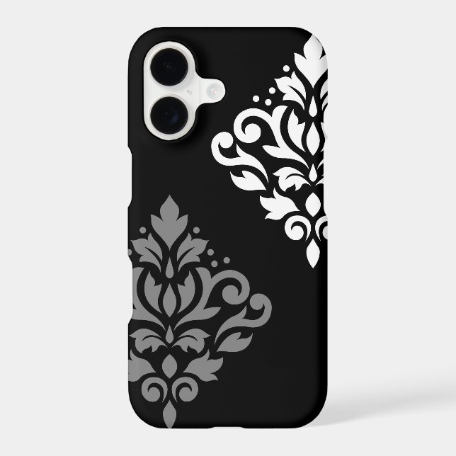 Scroll Damask Art I Black Gray White (Back)