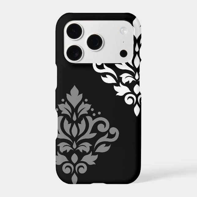 Scroll Damask Art I Black Gray White (Back)