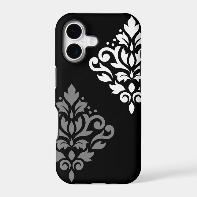 Scroll Damask Art I Black Gray White (Back)