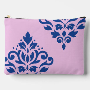 Scroll Damask Art I Blue on Pink Accessory Pouch
