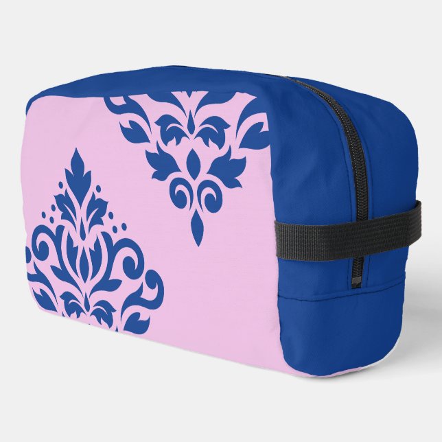 Scroll Damask Art I Blue on Pink Dopp Kit (Left Corner)