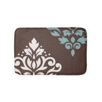 Scroll Damask Art I Cream Teal Brown