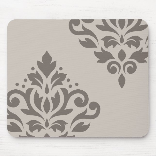 Scroll Damask Art I Dk on Lt Taupe Mouse Pad (Front)