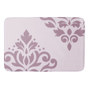Scroll Damask Art I Mauve on Pink Bath Mat