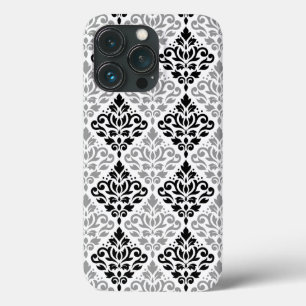 Scroll Damask Big Pattern Black Grey White iPhone 13 Pro Case