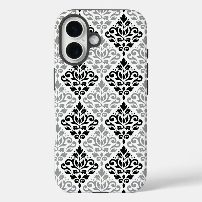 Scroll Damask Big Pattern Black Grey White Case-Mate iPhone Case (Back)