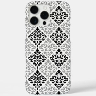 Scroll Damask Big Pattern Black Grey White iPhone 16 Pro Max Case