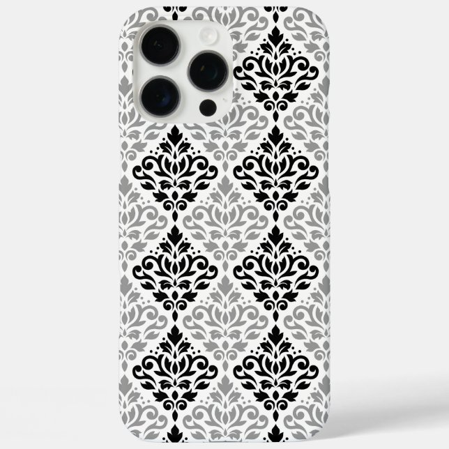 Scroll Damask Big Pattern Black Grey White Case-Mate iPhone Case (Back)