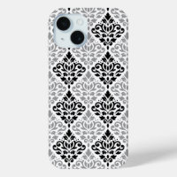 Scroll Damask Big Pattern Black Grey White