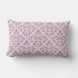 Scroll Damask Big Pattern Mauve on Pink Lumbar Cushion