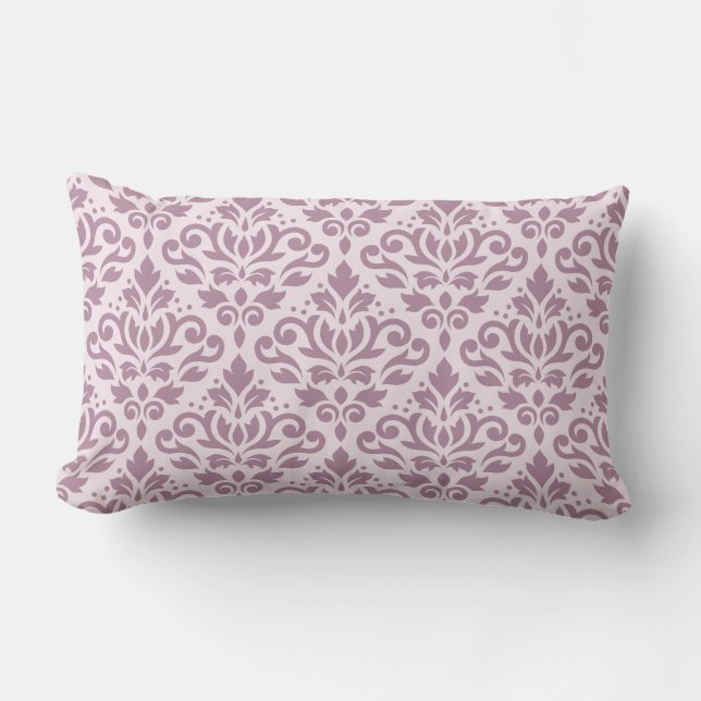 Scroll Damask Big Pattern Mauve on Pink Lumbar Cushion (Front)