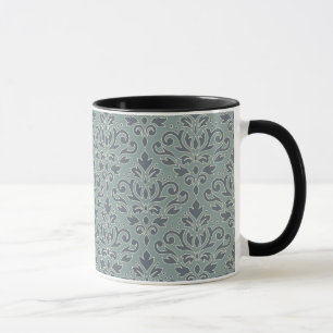 Scroll Damask Big Pattern (outline) Crm Blue Teal Mug