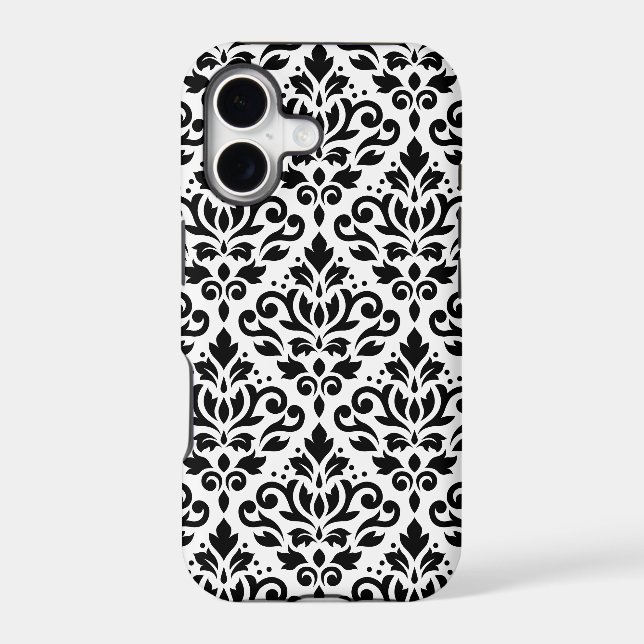 Scroll Damask Large Pattern Black on White (Back)