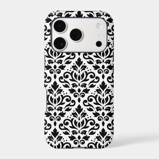 Scroll Damask Large Pattern Black on White (Back)