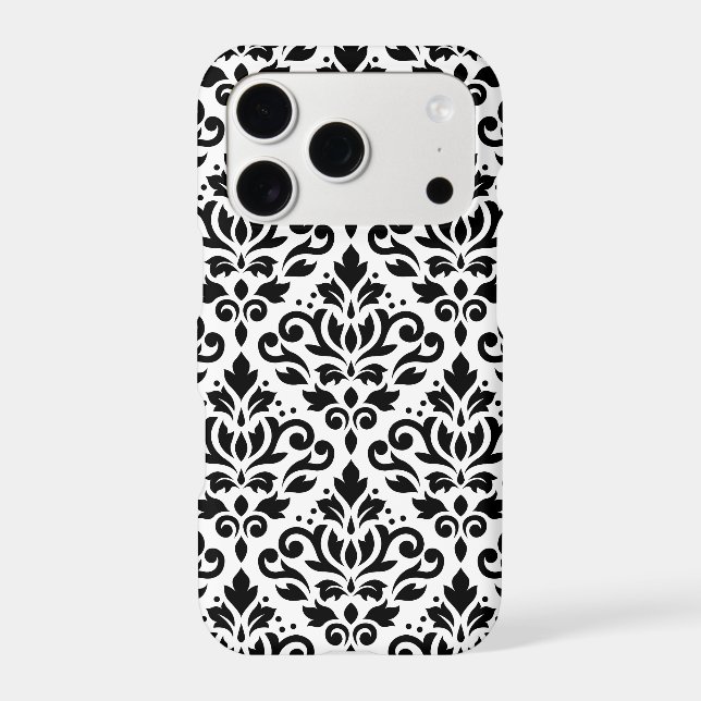 Scroll Damask Large Pattern Black on White (Back)