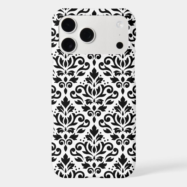 Scroll Damask Large Pattern Black on White (Back)