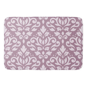 Scroll Damask Large Pattern Pink on Mauve Bath Mat