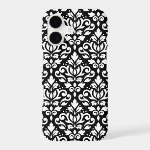 Scroll Damask Large Pattern White on Black
