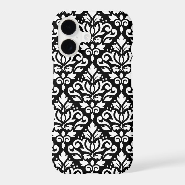 Scroll Damask Large Pattern White on Black (Back)