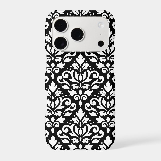 Scroll Damask Large Pattern White on Black (Back)