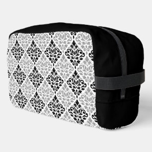Scroll Damask Pattern Black Grey White Dopp Kit