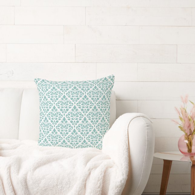 Scroll Damask Teal Pattern Cushion (Couch)