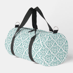 Scroll Damask Teal Pattern Duffle Bag