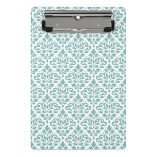 Scroll Damask Teal Pattern Mini Clipboard