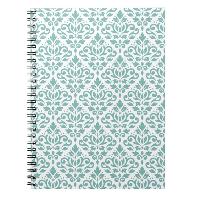 Scroll Damask Teal Pattern Notebook (Front)