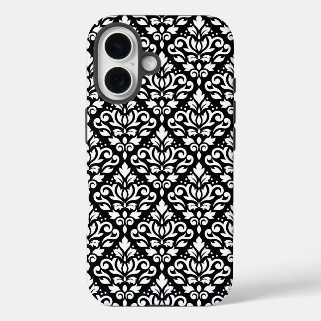 Scroll Damask White on Black Pattern Case-Mate iPhone Case (Back)