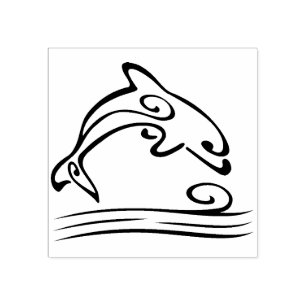 scroll dolphin art stamp